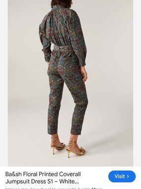 ba&sh Green Floral jumpsuit with belt